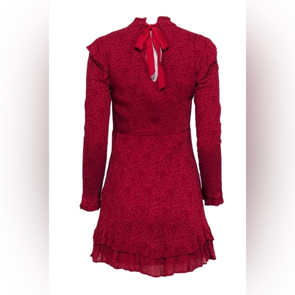 Cleobella Dixie Mini Dress Kerala Block Print long sleeve ruffle bow mock neck - Picture 5 of 12